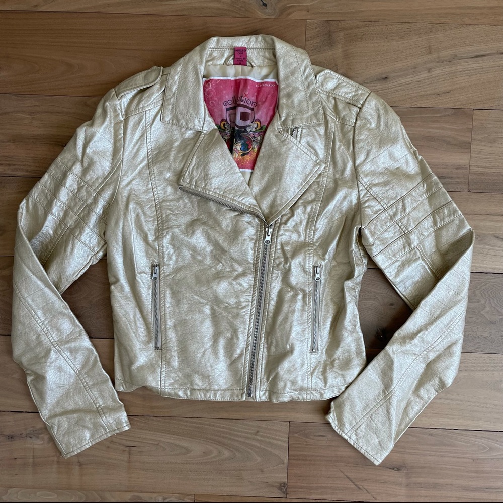 Collection B: Metallic Gold Vegan Leather Jacket
